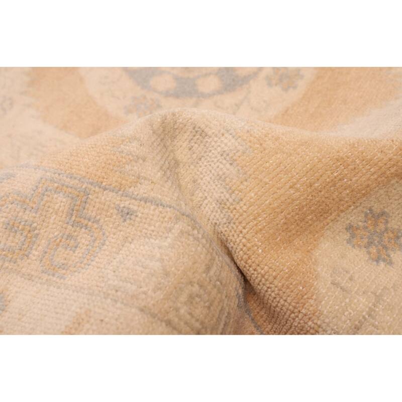 ECARPETGALLERY Hand-knotted Finest Oushak Light Brown Wool Rug - 5'10 x 8'11