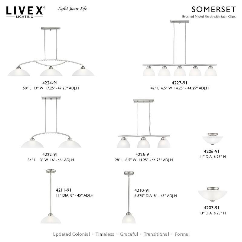 Livex Lighting 2-Light Linear Chandelier, 4222-91 - 34" L x 13" W x 16"-46" Adj. H