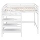 preview thumbnail 9 of 14, Full Size Loft Bed with Built-in Storage Staircase and Hanger for Clothes, White - Solid Pine Wood Frame, Maximized Space