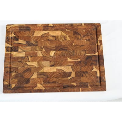 EcoDecors FSC Certified, Teak Cutting Board, 14-inches x 10-inches, it is a Compact Reversible End Grain Wood Board for Snacks