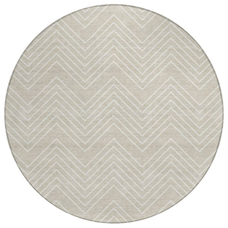 Machine Washable Indoor/ Outdoor Modern Chevron Chantille Rug