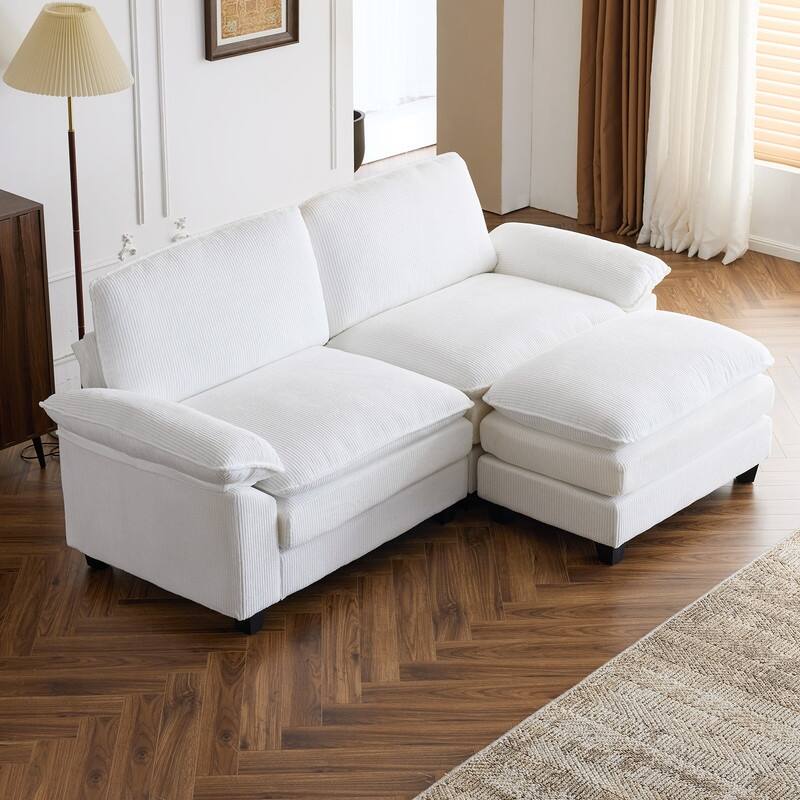120 in. W Pillow Top Arm Double-Layer Cushion Cloud Sofa Couch