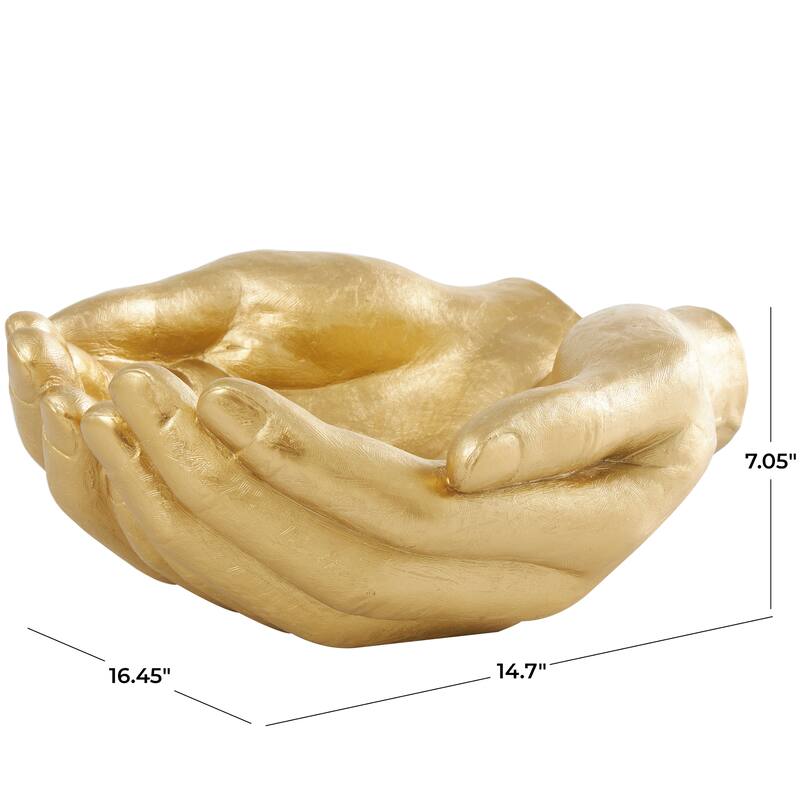 Classic Polystone Open Hands Sculpture - White or Gold