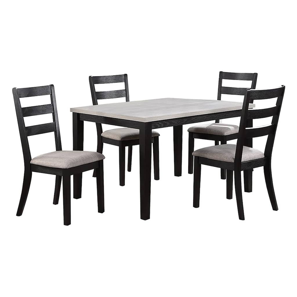 5 Piece Dining Set, Rectangular Table, 4 Chairs, Padded, Espresso Brown