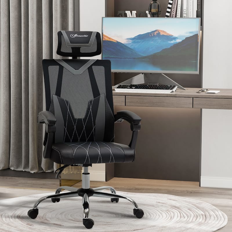 Vinsetto Office Chair Ergonomic Desk Chair, 360° Swivel Computer Chair - Grey