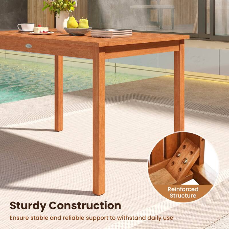 Costway 48 Inches Outdoor Dining Table for 4-6 People with Slatted - See Details