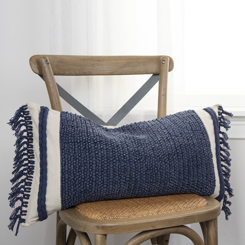 Rizzy Home Striped Macramé Throw Pillow