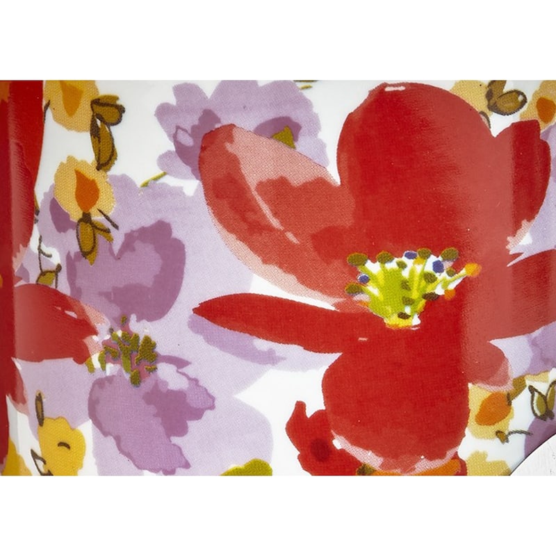 Springtime Floral Red Yellow Purple Flowers on White Background Mug & Stencil Set for Coffee Tea and Coco, 22 0z.