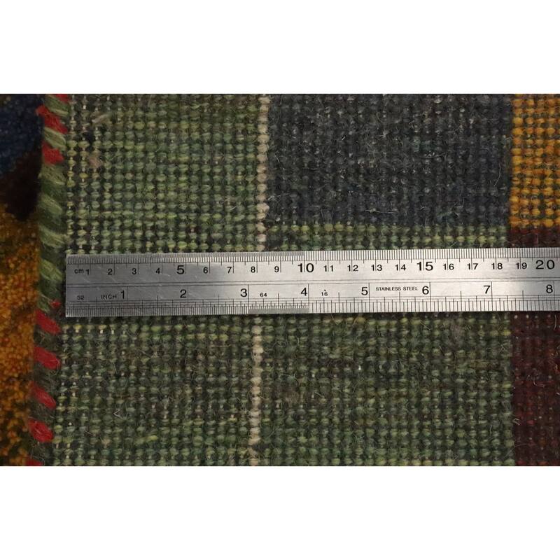 Hand Knotted Oriental 100% Wool Carpet Tribal Geometric Multi-Colored Gabbeh Runner Rug - 4' 8'' X 2' 3''