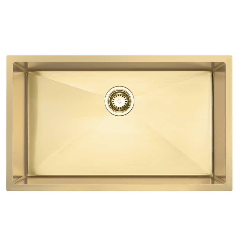 HIGOLD 30 inch Single Bowl Kitchen Sink Undermount,Stainless Steel Nano Sink, PVD Gold - No cutting board - Golden