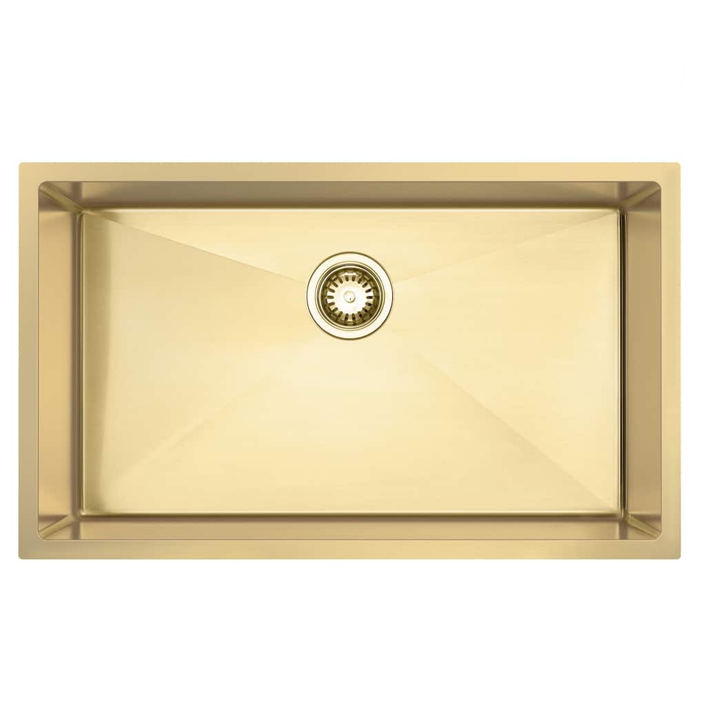 HIGOLD 30 inch Single Bowl Kitchen Sink Undermount,Stainless Steel Nano Sink, PVD Gold