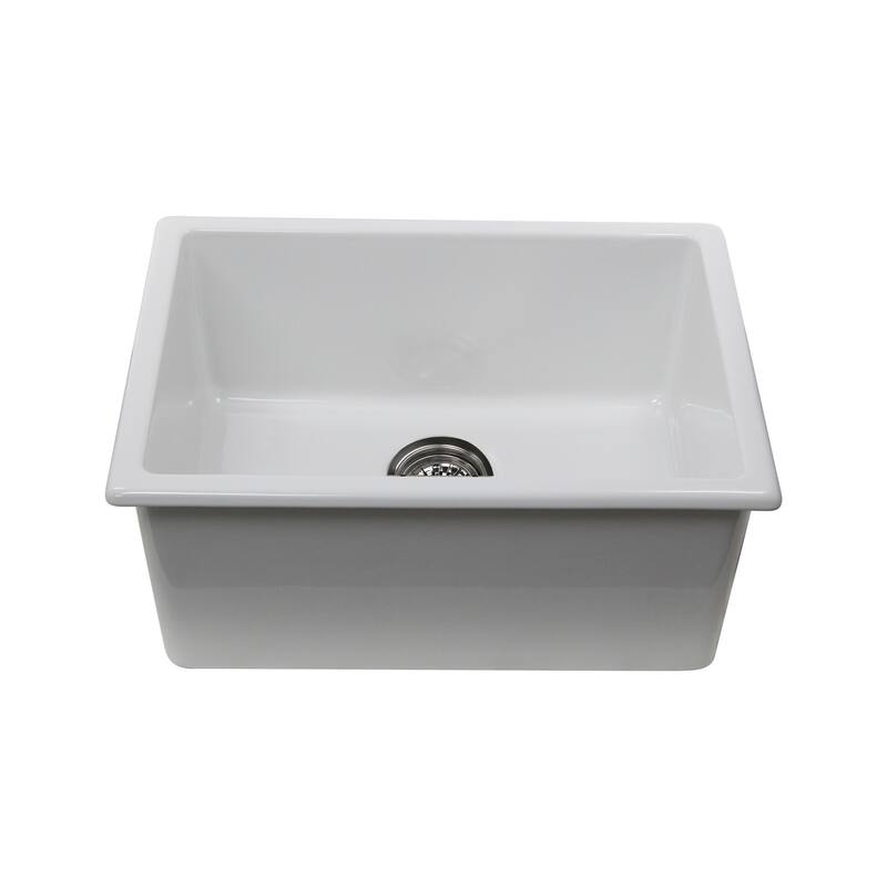 Highpoint Collection 24 Inch Italian Fireclay Kitchen-Laundry Sink - 24 x 18 x10 inches