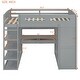 preview thumbnail 36 of 46, Twin/Full Size Loft Bed with Desk, Wardrobes and Ladder, Storage Kids Bed Frame with 4 Drawers and Shelves