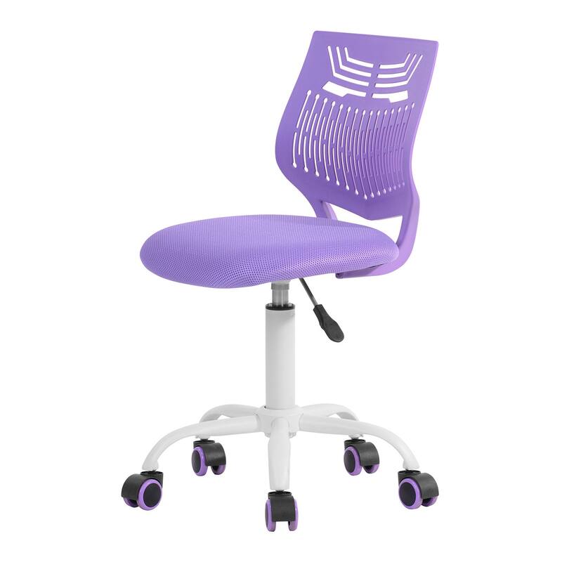 Turquoise and White Adjustable Height Swivel Rolling Office Chair - 17.3 in. x 34.3 in. x 15 in.