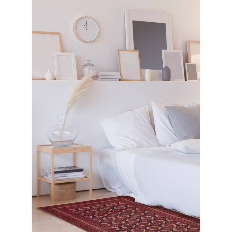 ECARPETGALLERY Hand-knotted Teimani Dark Navy, Red Wool Rug - 3'8 x 6'3