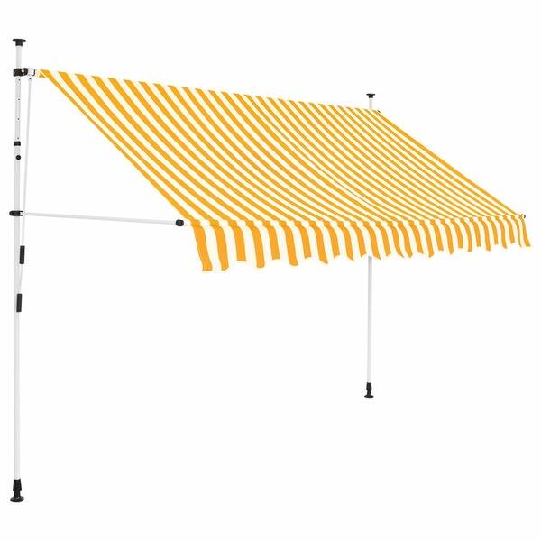 Shop Vidaxl Manual Retractable Awning 118 1 Yellow And White Stripes Overstock 28792385