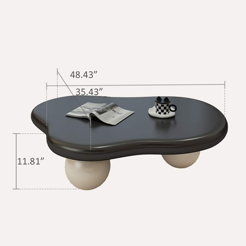 48" Modern Coffee Table, Cloud Shaped, Wood