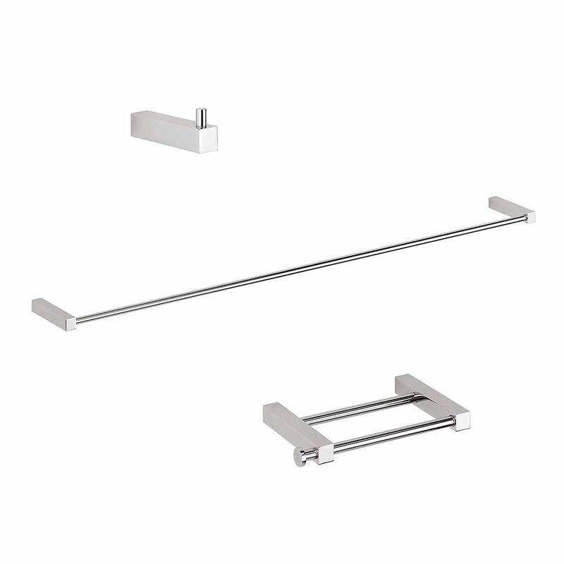 WS Bath Collections Iceberg Bathroom Accessory Package: Towel Bar, - Polished Polished Chrome