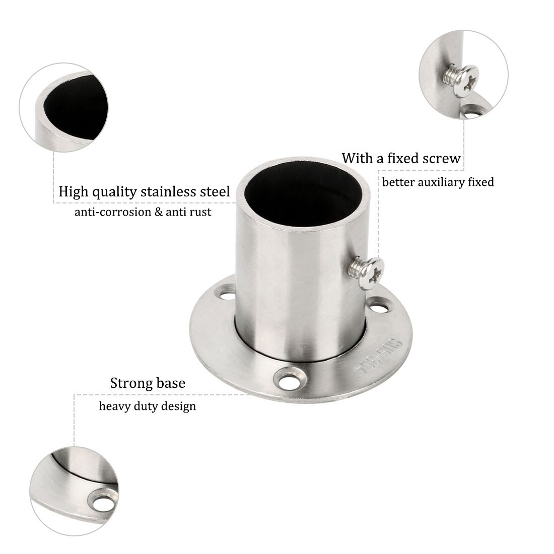 Screws Clothes Closet Rod Bracket Flange Lever Support Holder Hanger Pole 