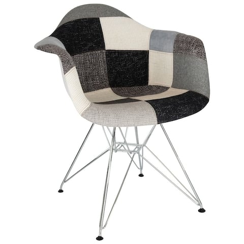 LeisureMod Willow Fabric Accent Chair With Chrome Legs