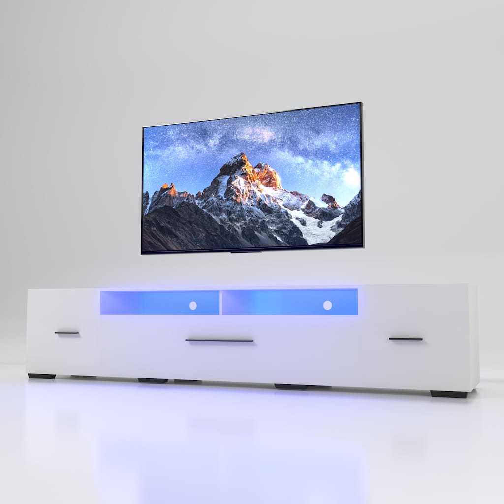 TV Console with Storage Cabinets, Remote, APP Control Long LED TV Stand, Full RGB Color Selection