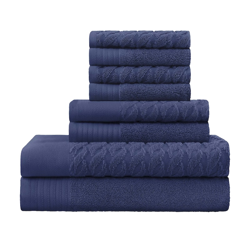 Turkish Cotton 8 Piece Herringbone and Solid Towel Set by Superior