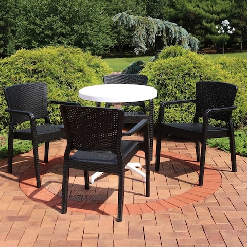 Sunnydaze All-Weather Segonia 5-Piece Indoor/Outdoor Table and Chairs - Black - White White