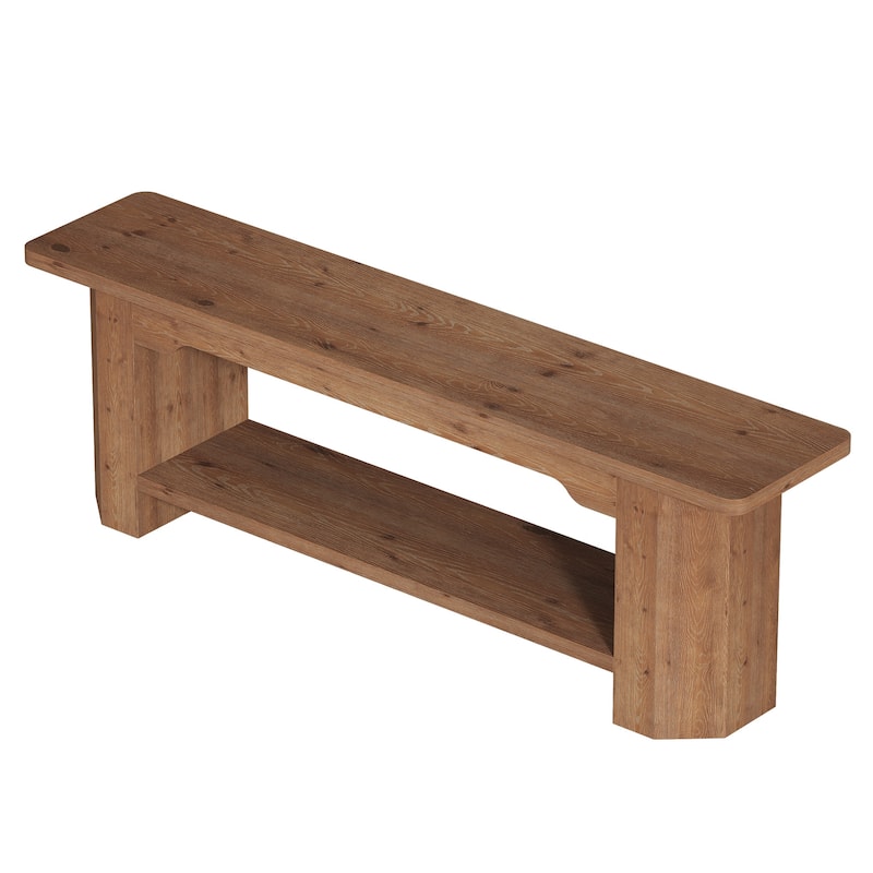 63-Inch Solid Wood TV Stand, Entertainment Center with Shelves, Television Console for 55/60/65/75-Inch TVs