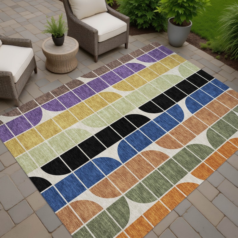 Machine Washable Indoor/ Outdoor Modern Finch Chantille Rug
