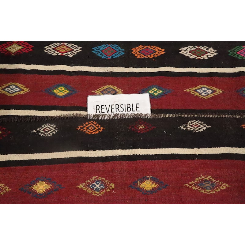 Hand Woven Oriental 100% Wool Carpet Southwestern Tribal Multi-Colored Kilim Area Rug - 10' 2'' X 5' 5''
