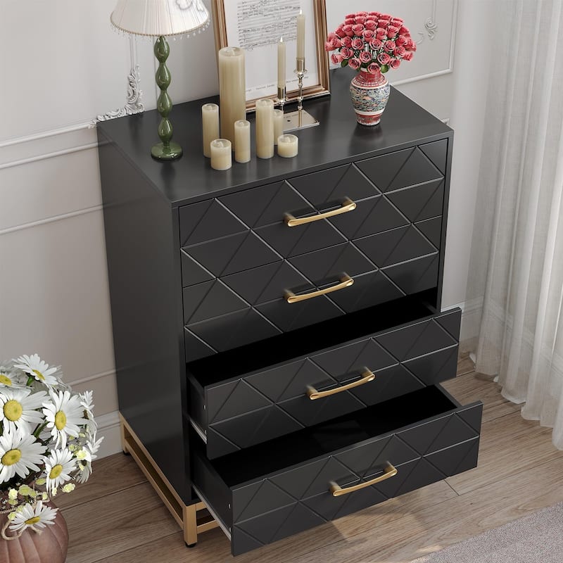 Chest of 4 Drawers Dresser with Metal Handle