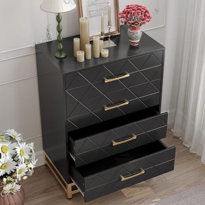 Chest of 4 Drawers Dresser with Metal Handle