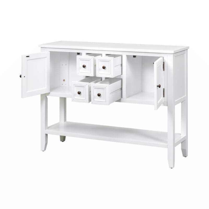 Cambridge Series Ample Storage Vintage Console Table with Four Small Drawers and Bottom Shelf
