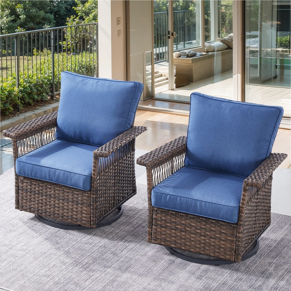 Gymojoy 2 Pieces Patio Swivel Rocker Wicker Chairs