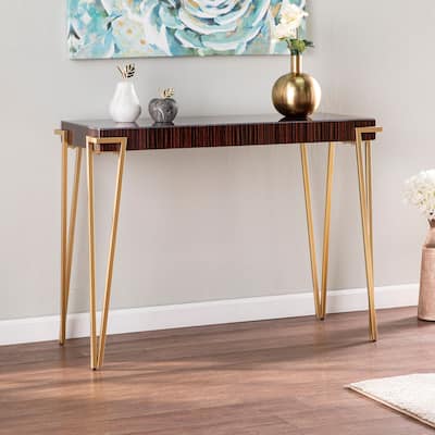 SEI Furniture Berclair Contemporary Brown Glass Console Table