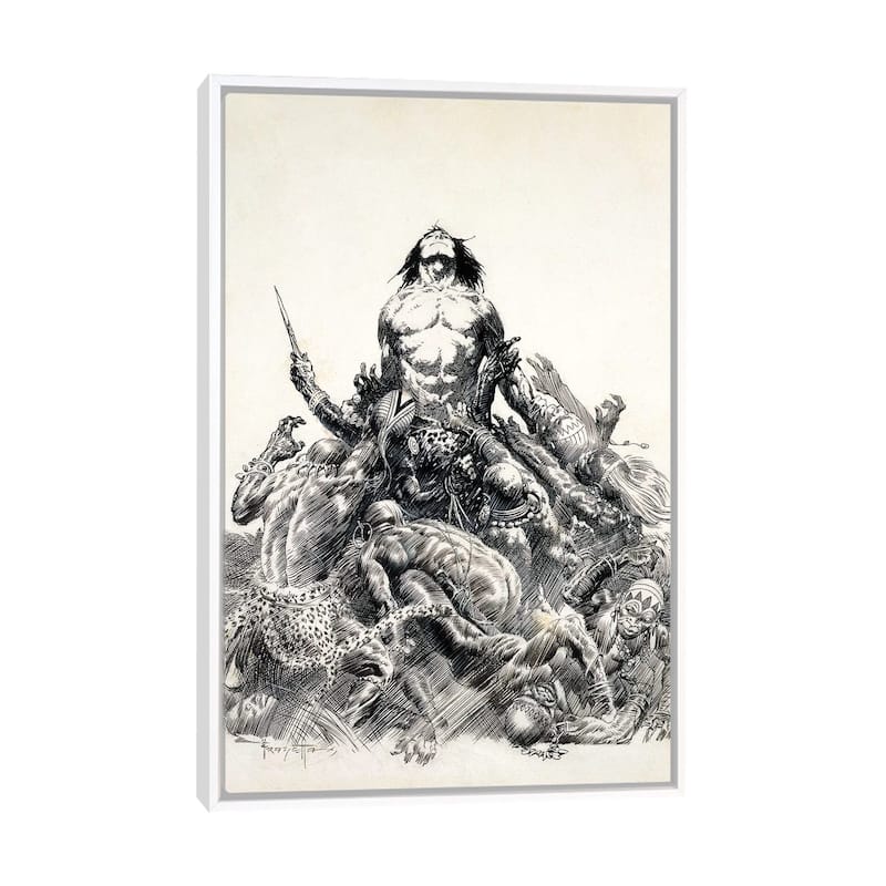 iCanvas "Ape Man" by Frank Frazetta Framed - White - 40x26