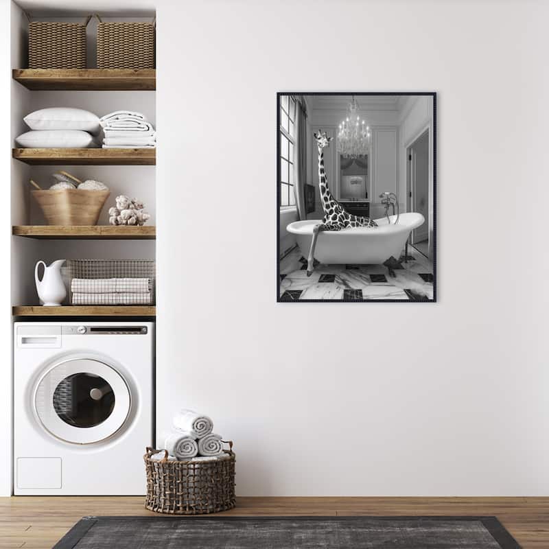 Giraffe Glam Soak by Niky Rahner Framed Canvas Wall Art