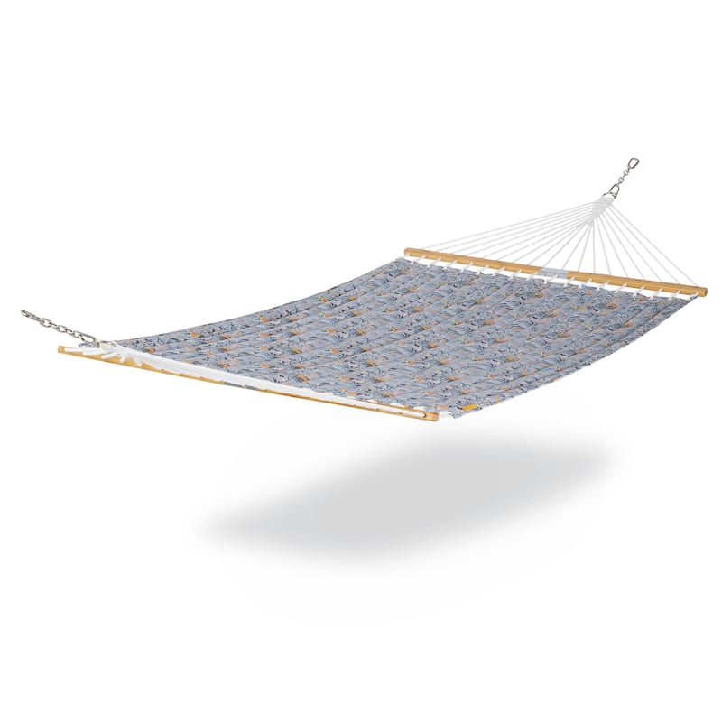 Vera Bradley by Classic Accessories Water-Resistant Quilted Hammock, 78 x 51 Inch - Rain Forest Toile Gray/Gold