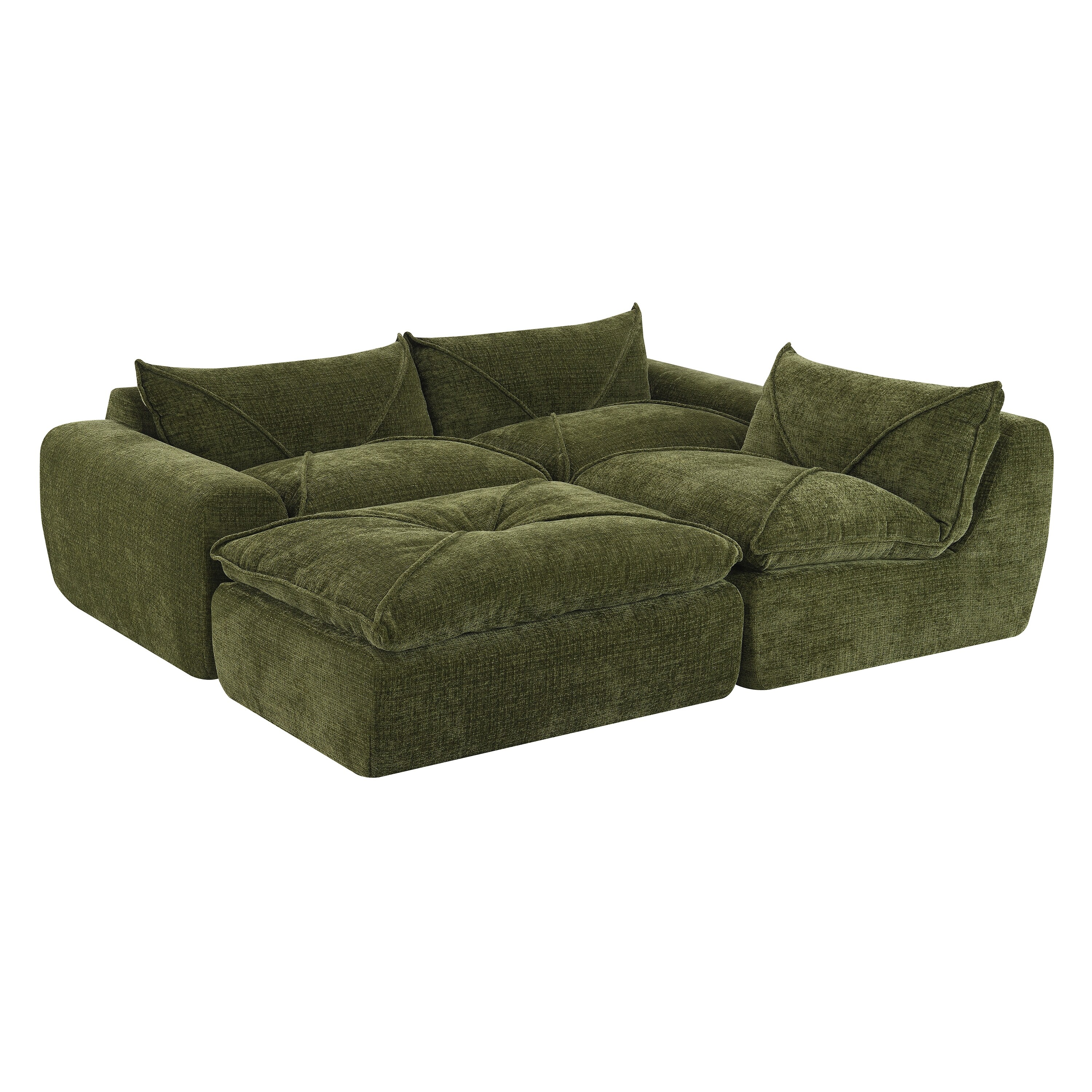 116'' Fully Sectional Compressed Sofa with High Density Foam, No Assembly Required