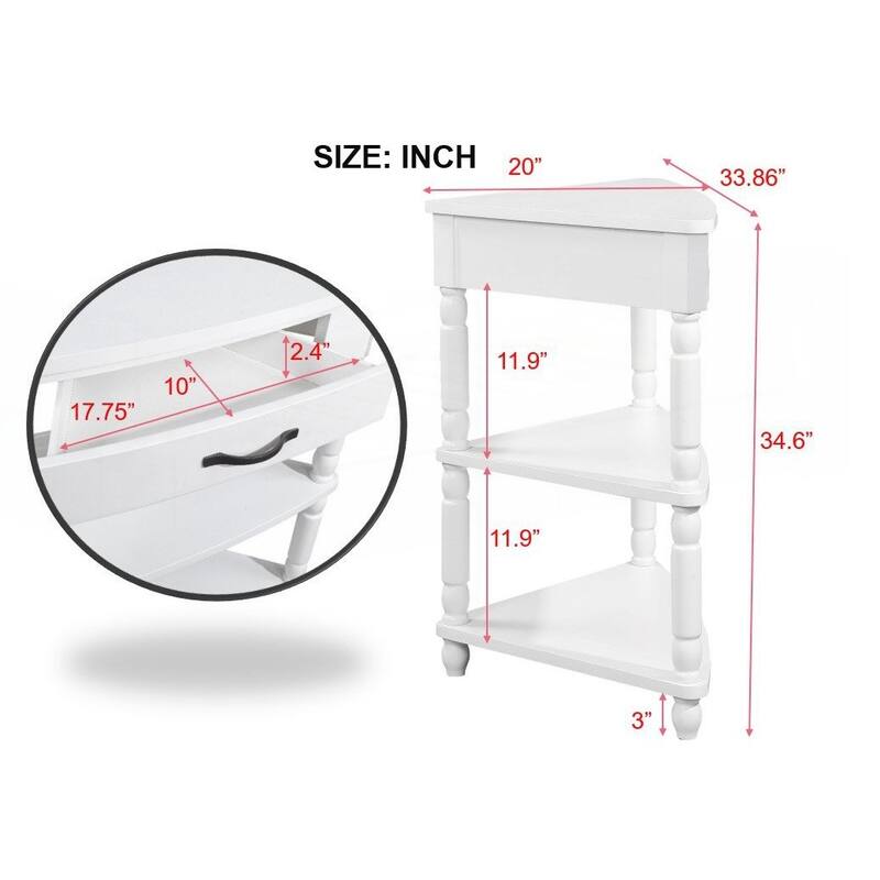 33.8 Inch Small Triangle Corner Table