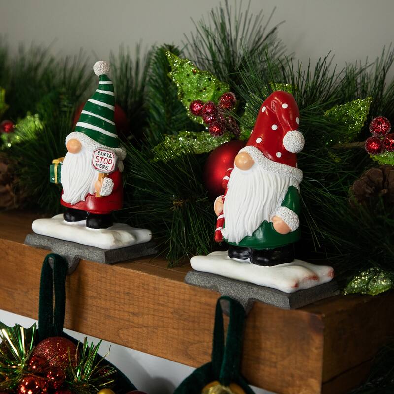 Santa Gnomes Christmas Stocking Holders - 6.25" - Set of 2