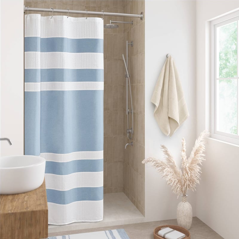 Madison Park Spa Waffle Shower Curtain with 3M Treatment