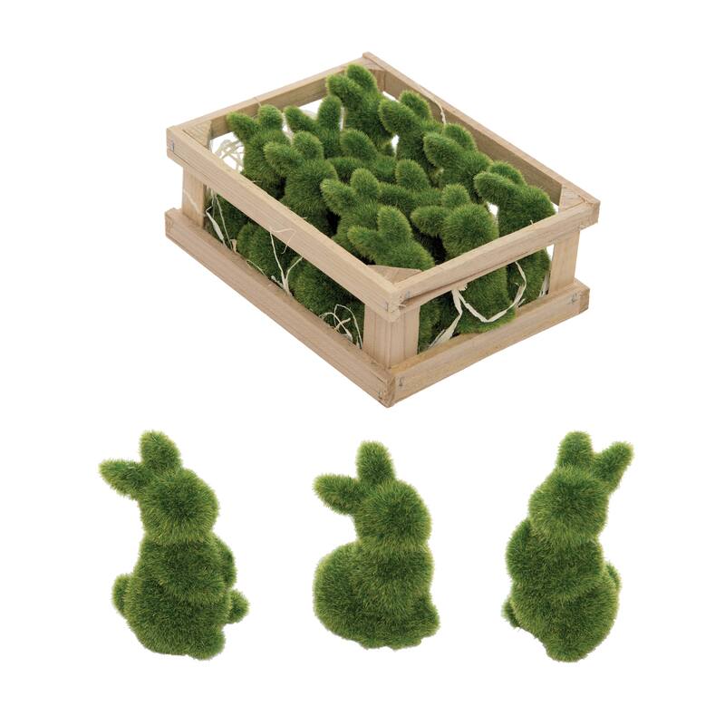 Moss Bunnies Figurine in Box Set of 12 - 6.1" x 4.1" x 2.2" - 6.1" x 4.1" x 2.2"