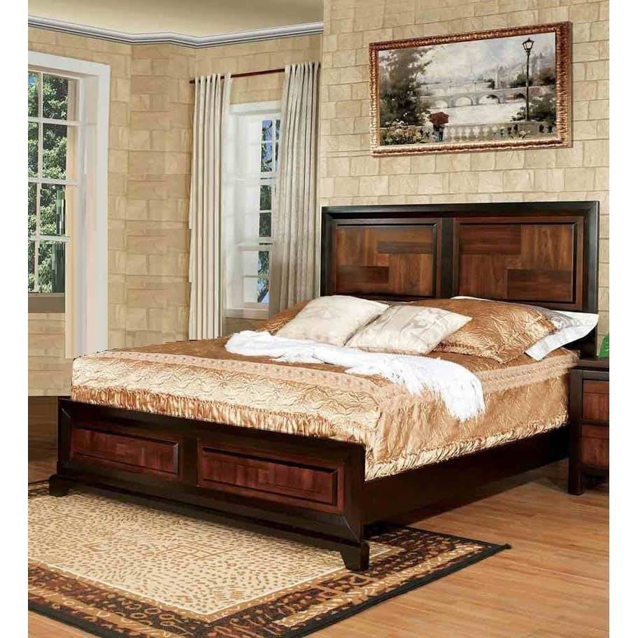 Transitional Acacia Walnut Finish 1pc Bed