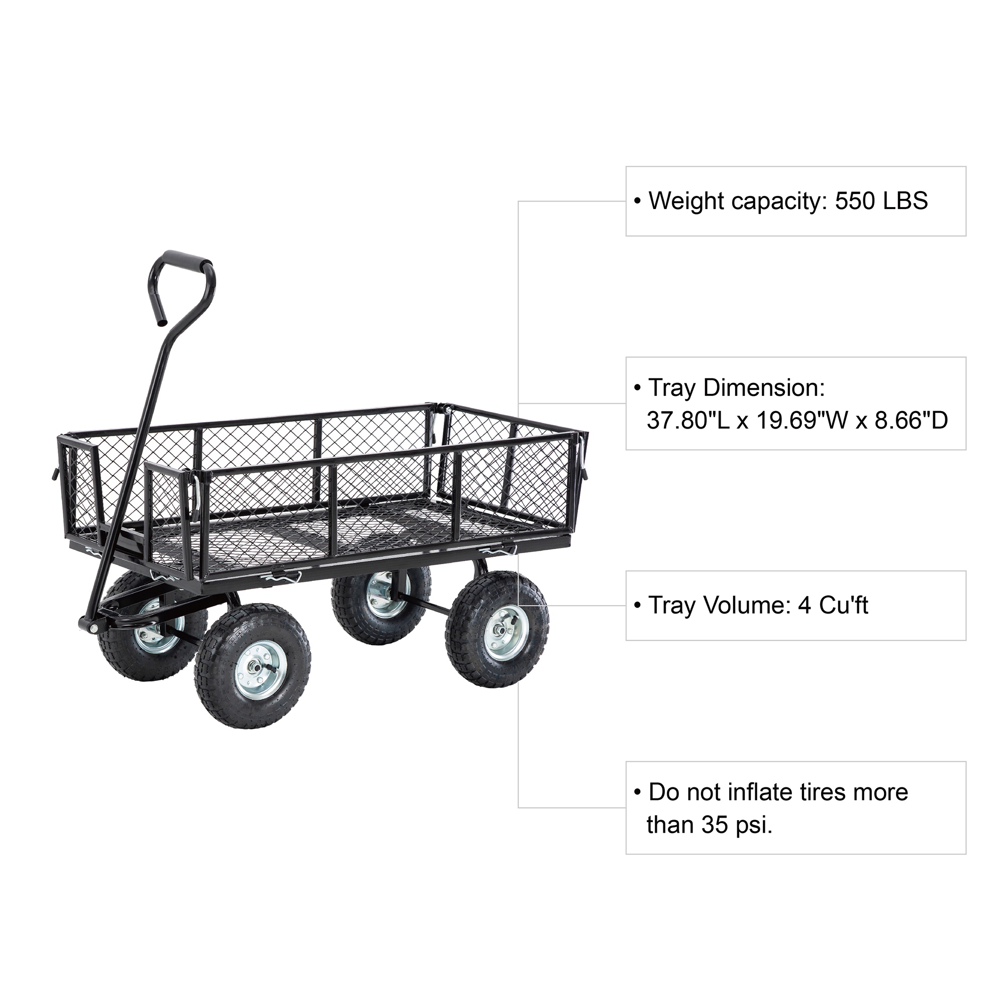 HOTEBIKE 5.34 cu. ft. Heavy-Duty Metal Utility Cart Garden