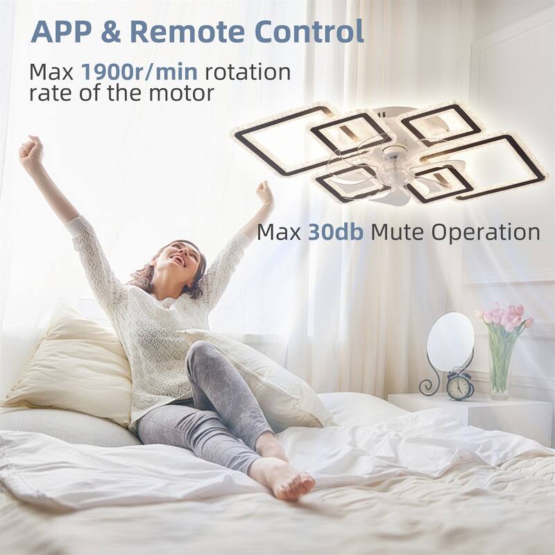 33" Ceiling Fan with Lights Remote Control and APP Control