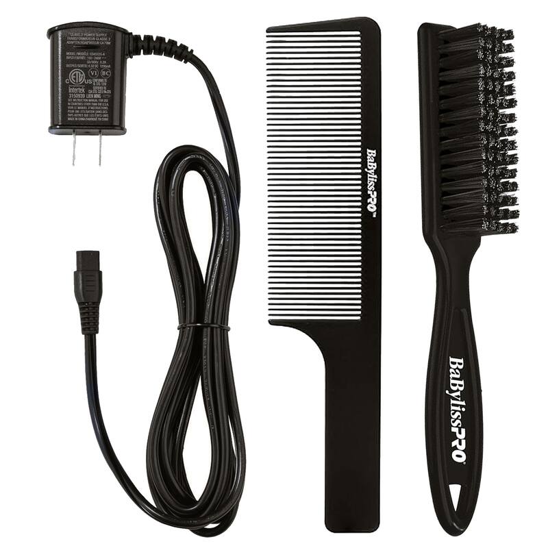 Babyliss Pro Foil Shaver Replacement Power Cord Charger For FXFS2 Double Foil Shaver + Fade Brush + 9" Comb - Black