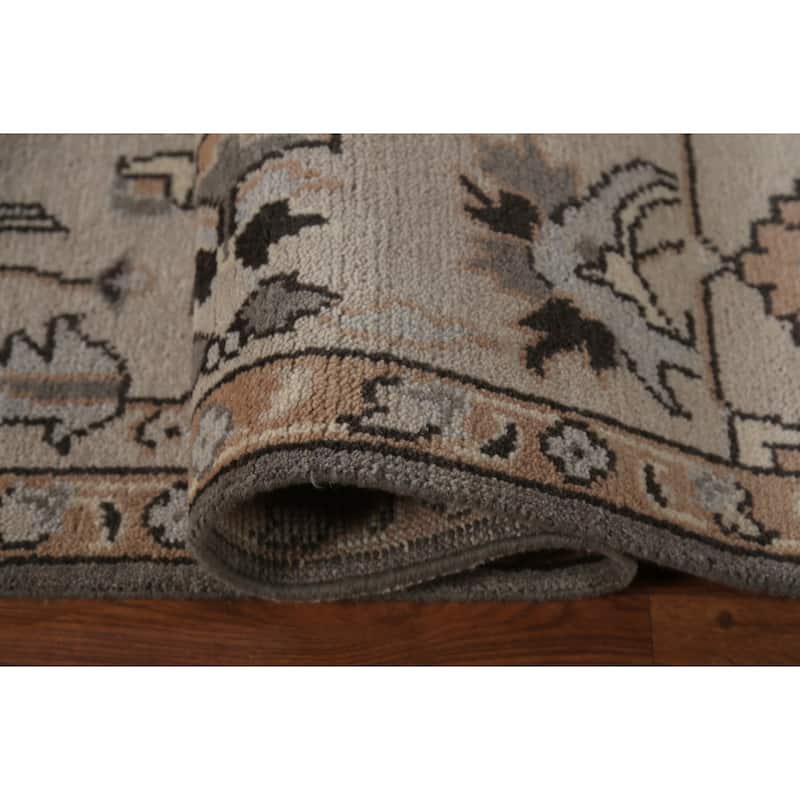 Gray Oushak Indian Area Rug Handmade Wool Carpet - 9'0" x 11'9"