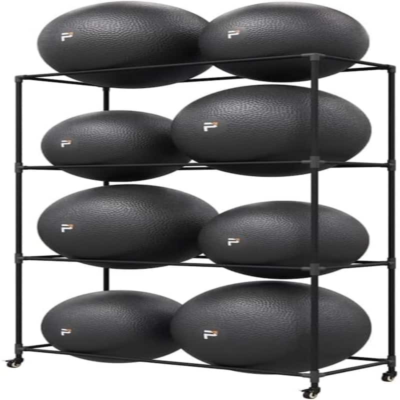 Power Systems Stability Ball Storage Rack - Metal Freestanding Organizer with Locking Casters - Medium