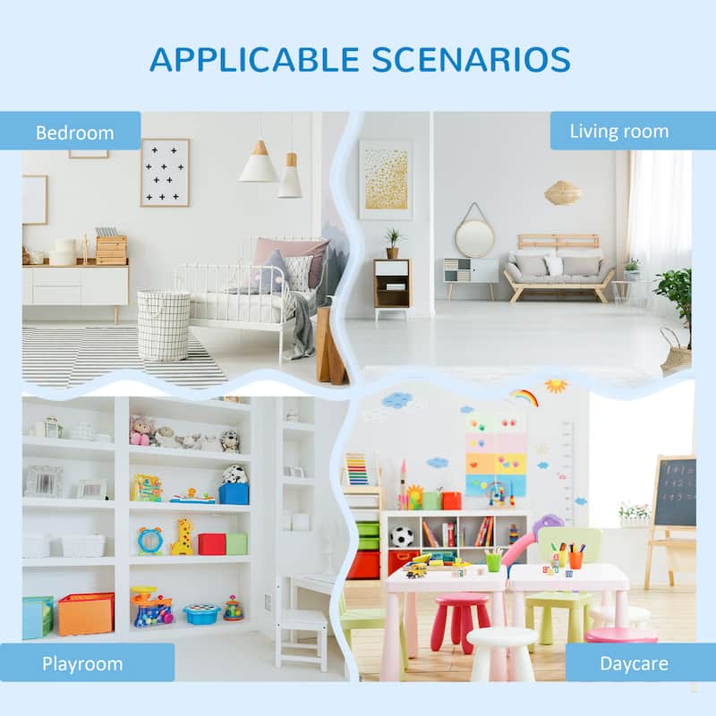 Qaba Toy, Clothing, and School Supplies Kids Storage Organizer Cabinet for Kids Bedroom Storage and More, Shelves with Bins